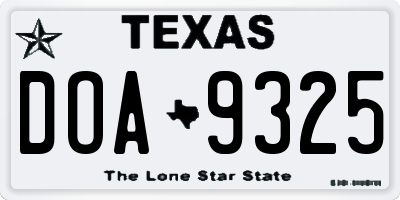 TX license plate DOA9325