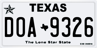 TX license plate DOA9326