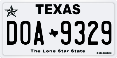 TX license plate DOA9329
