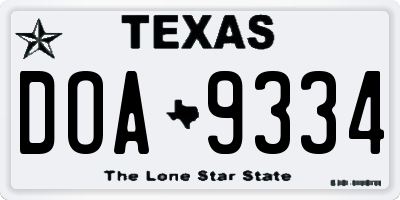 TX license plate DOA9334