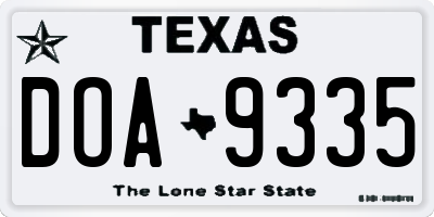 TX license plate DOA9335