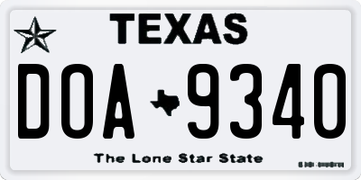 TX license plate DOA9340
