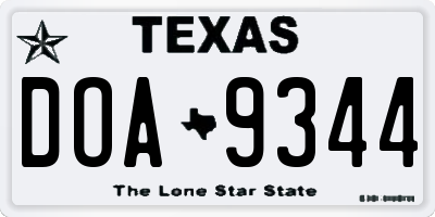 TX license plate DOA9344