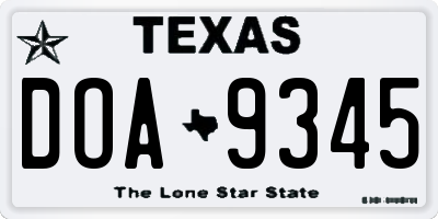 TX license plate DOA9345