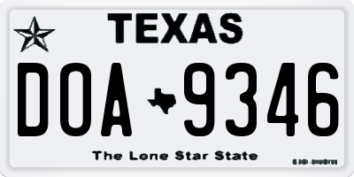 TX license plate DOA9346