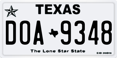 TX license plate DOA9348