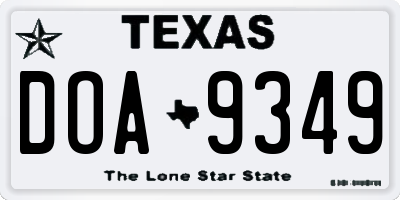 TX license plate DOA9349