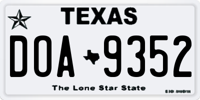 TX license plate DOA9352
