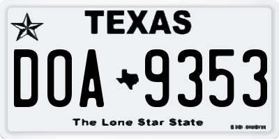 TX license plate DOA9353