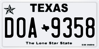 TX license plate DOA9358