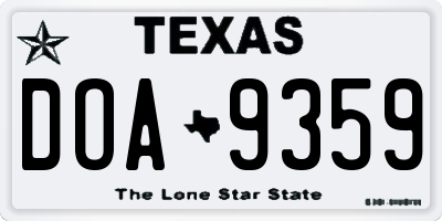 TX license plate DOA9359
