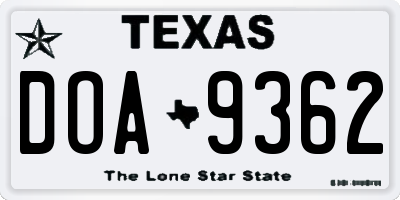 TX license plate DOA9362