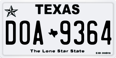 TX license plate DOA9364