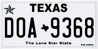 TX license plate DOA9368