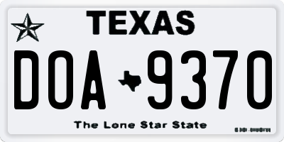 TX license plate DOA9370
