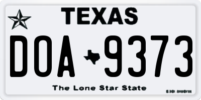 TX license plate DOA9373