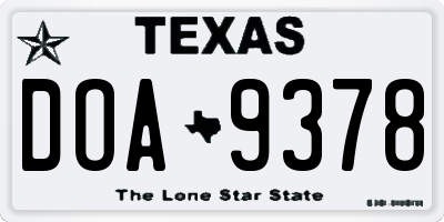 TX license plate DOA9378