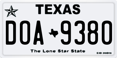 TX license plate DOA9380