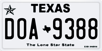 TX license plate DOA9388