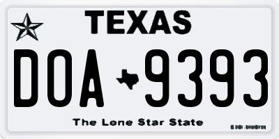 TX license plate DOA9393