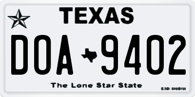 TX license plate DOA9402