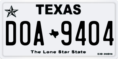 TX license plate DOA9404