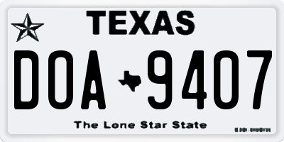 TX license plate DOA9407