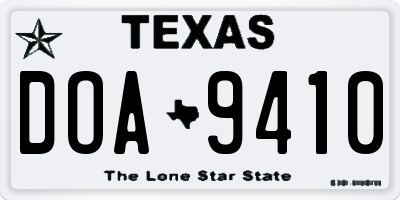 TX license plate DOA9410