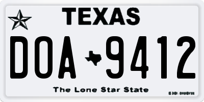 TX license plate DOA9412