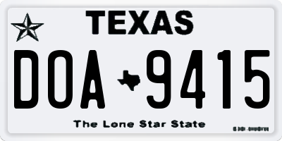 TX license plate DOA9415