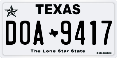 TX license plate DOA9417