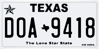 TX license plate DOA9418