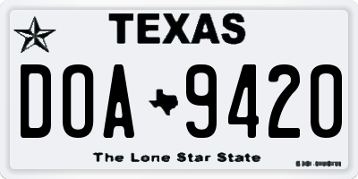 TX license plate DOA9420