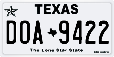 TX license plate DOA9422
