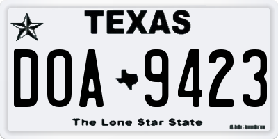 TX license plate DOA9423