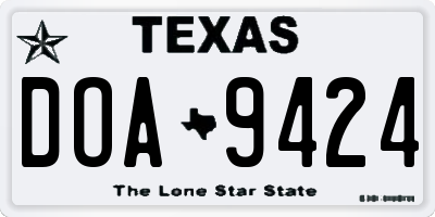 TX license plate DOA9424
