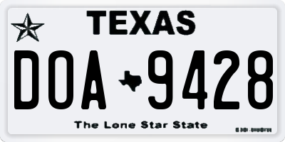 TX license plate DOA9428