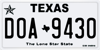 TX license plate DOA9430