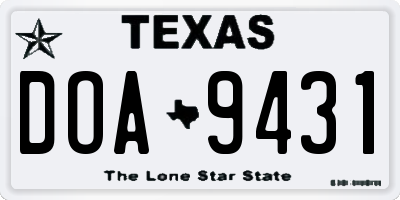 TX license plate DOA9431