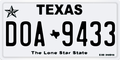 TX license plate DOA9433