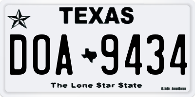 TX license plate DOA9434