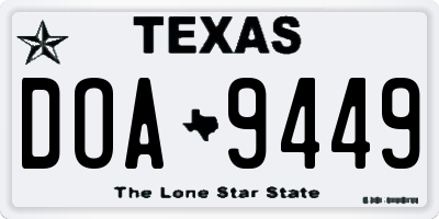 TX license plate DOA9449