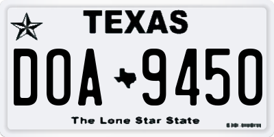 TX license plate DOA9450