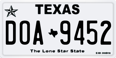 TX license plate DOA9452