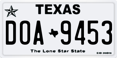 TX license plate DOA9453