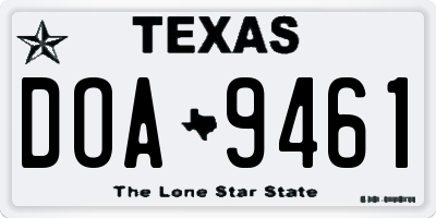 TX license plate DOA9461