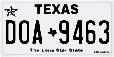 TX license plate DOA9463