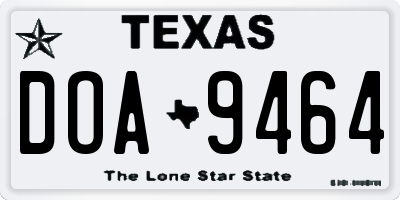TX license plate DOA9464