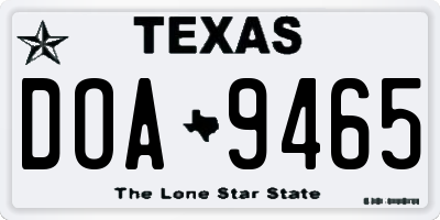 TX license plate DOA9465