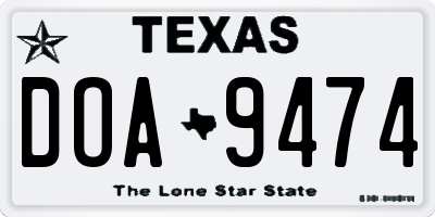 TX license plate DOA9474